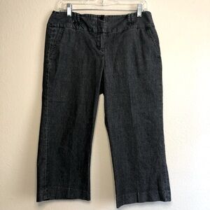 Sandro Sportswear Charcoal Gray High Rise Flare Wide Leg Capris Denim Pants Sz10